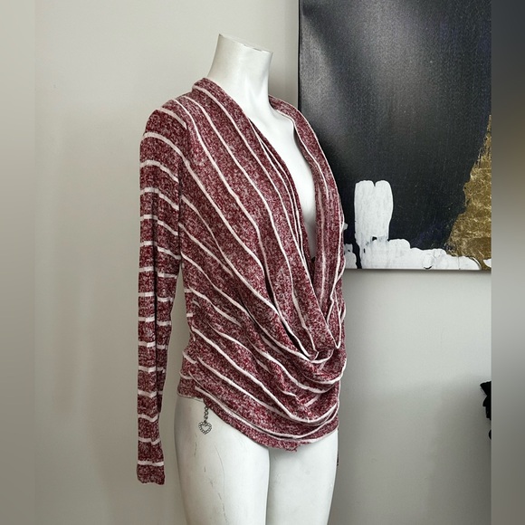 Striped Burgundy Drape Top - Picture 4 of 5